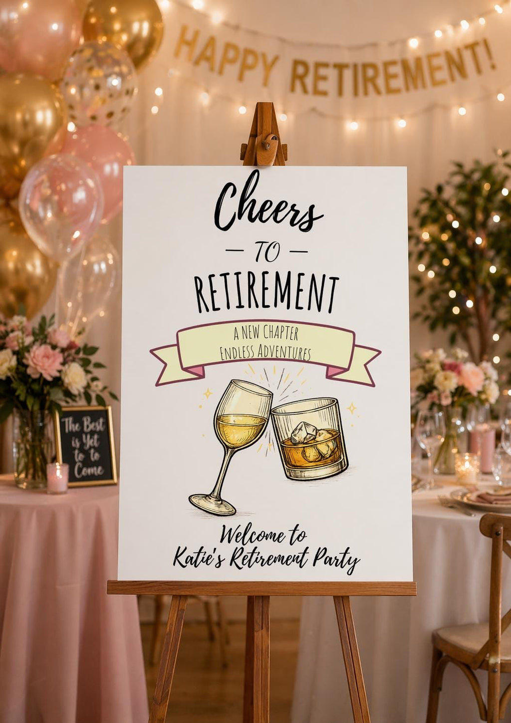 Cheers to Retirement Retirement Party Editable Welcome Template (Digital Download Only)