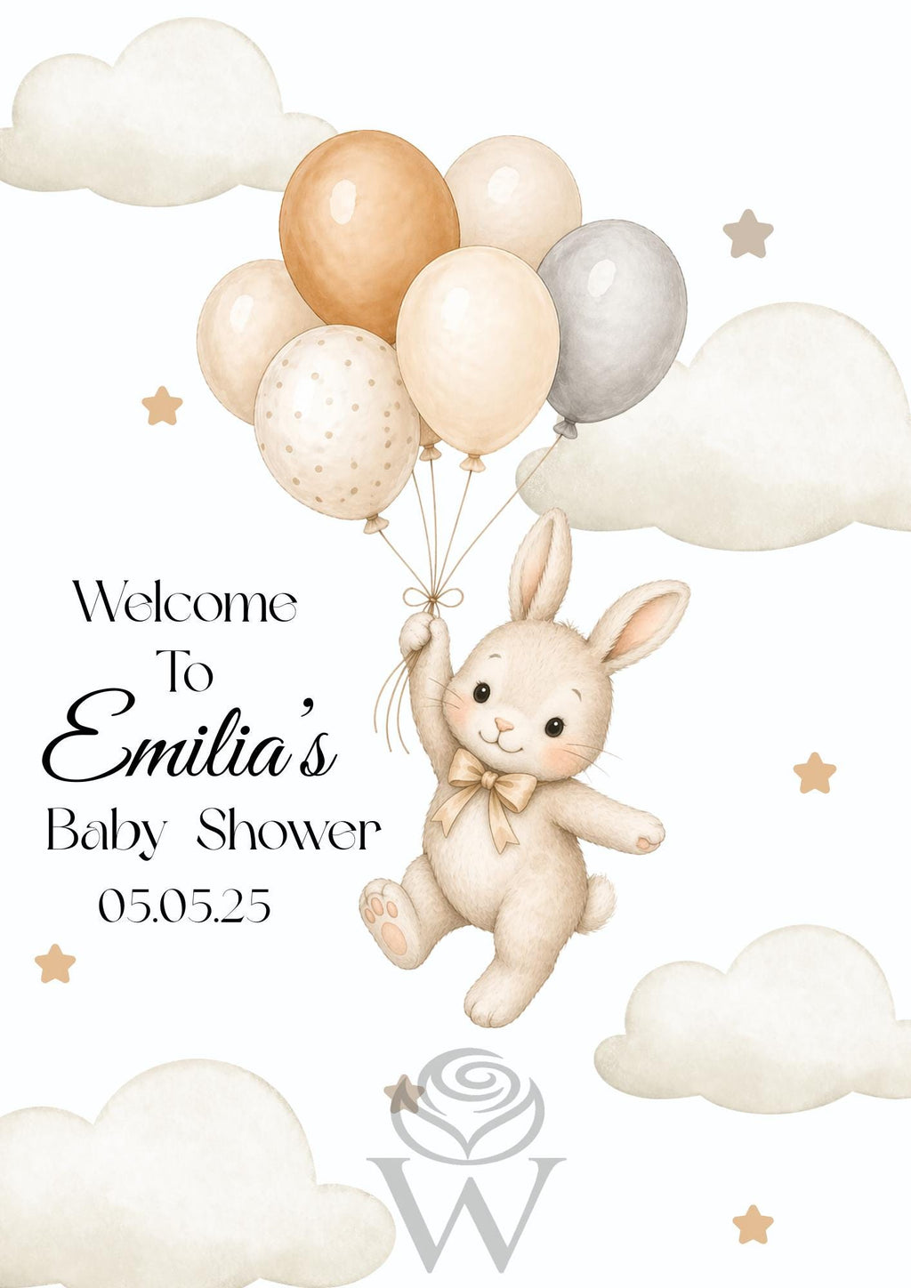 Flying Bunny Baby Shower Welcome Sign | Editable Template (Digital Download Only)
