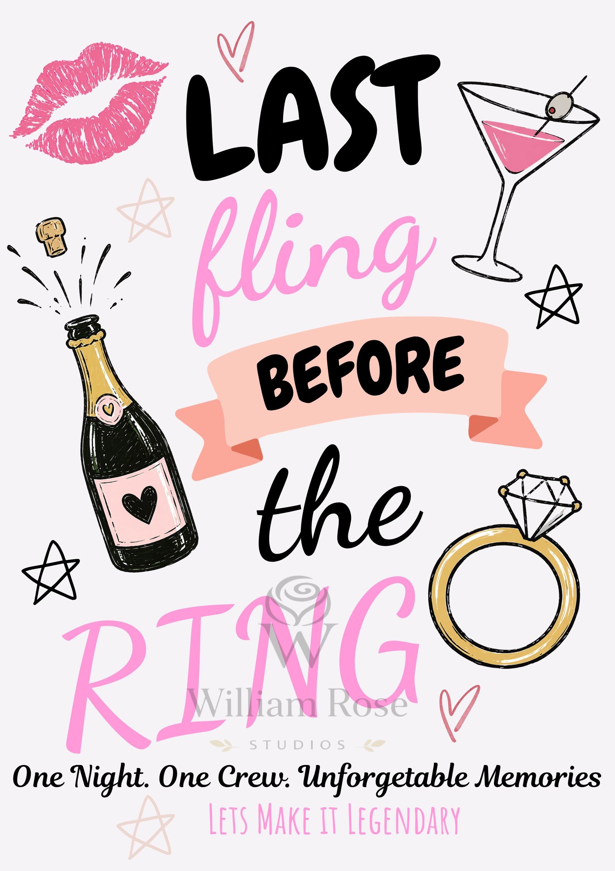 Last Fling Before the Ring Hen Party Welcome Sign Editable Template (Digital Download Only)