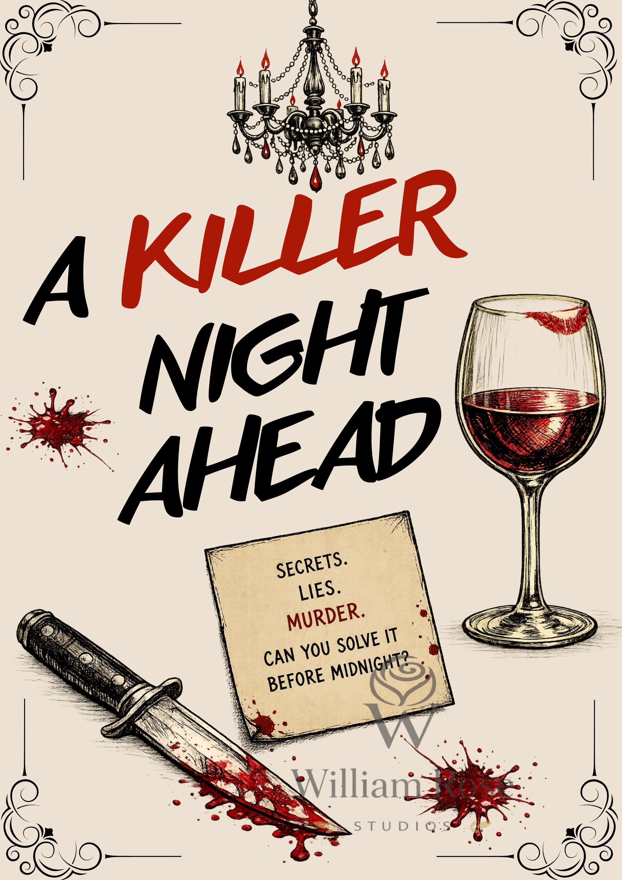 A Killer Night Ahead Murder Mystery Party Sign | Editable Template (Digital Download Only)