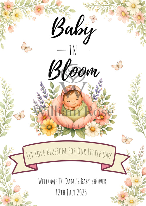 Baby in Bloom Baby Shower Welcome Sign Editable Template (Digital Download Only)