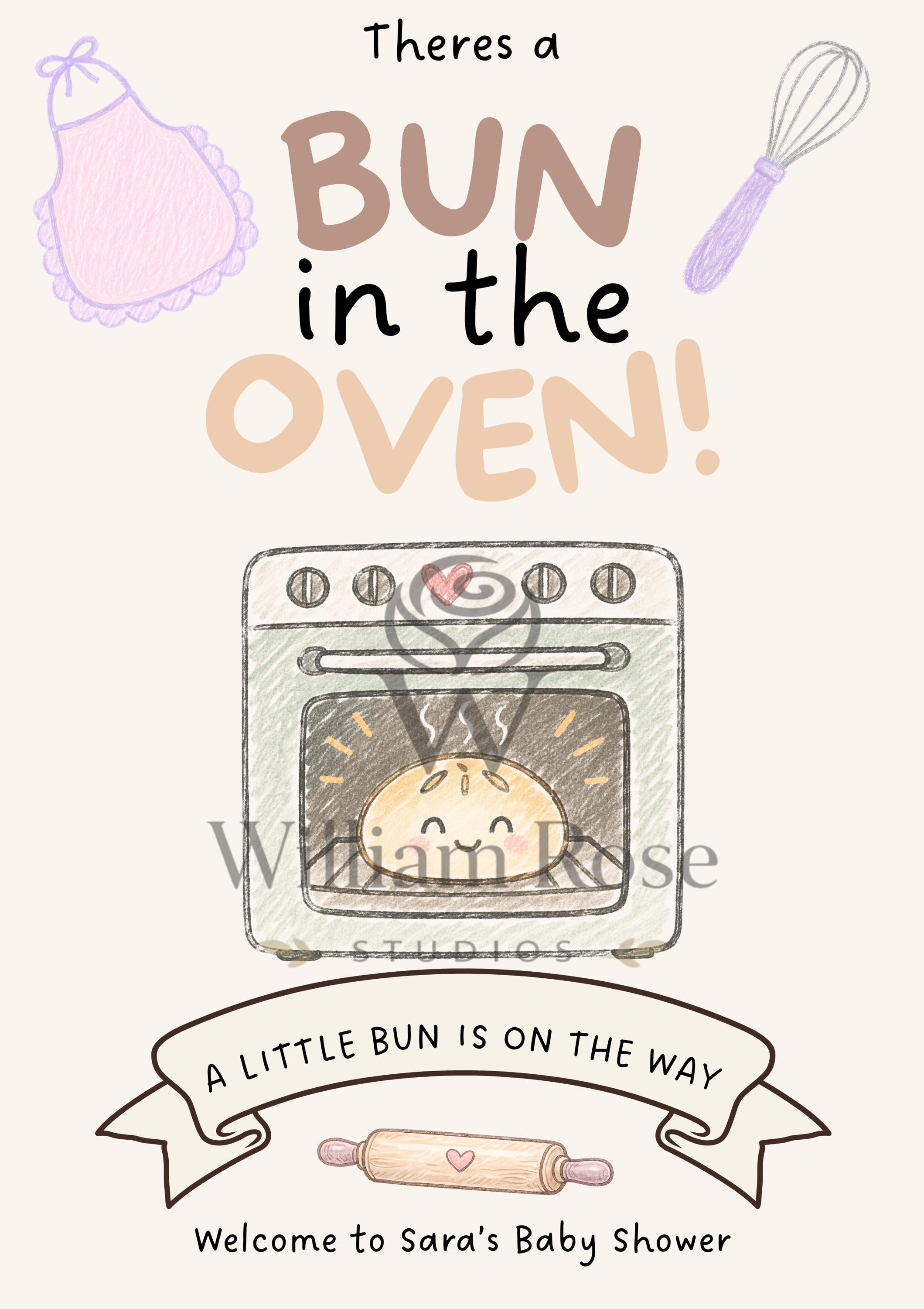 Theres a Bun in the Oven Baby Shower Welcome Sign Editable Template (Digital Download Only)