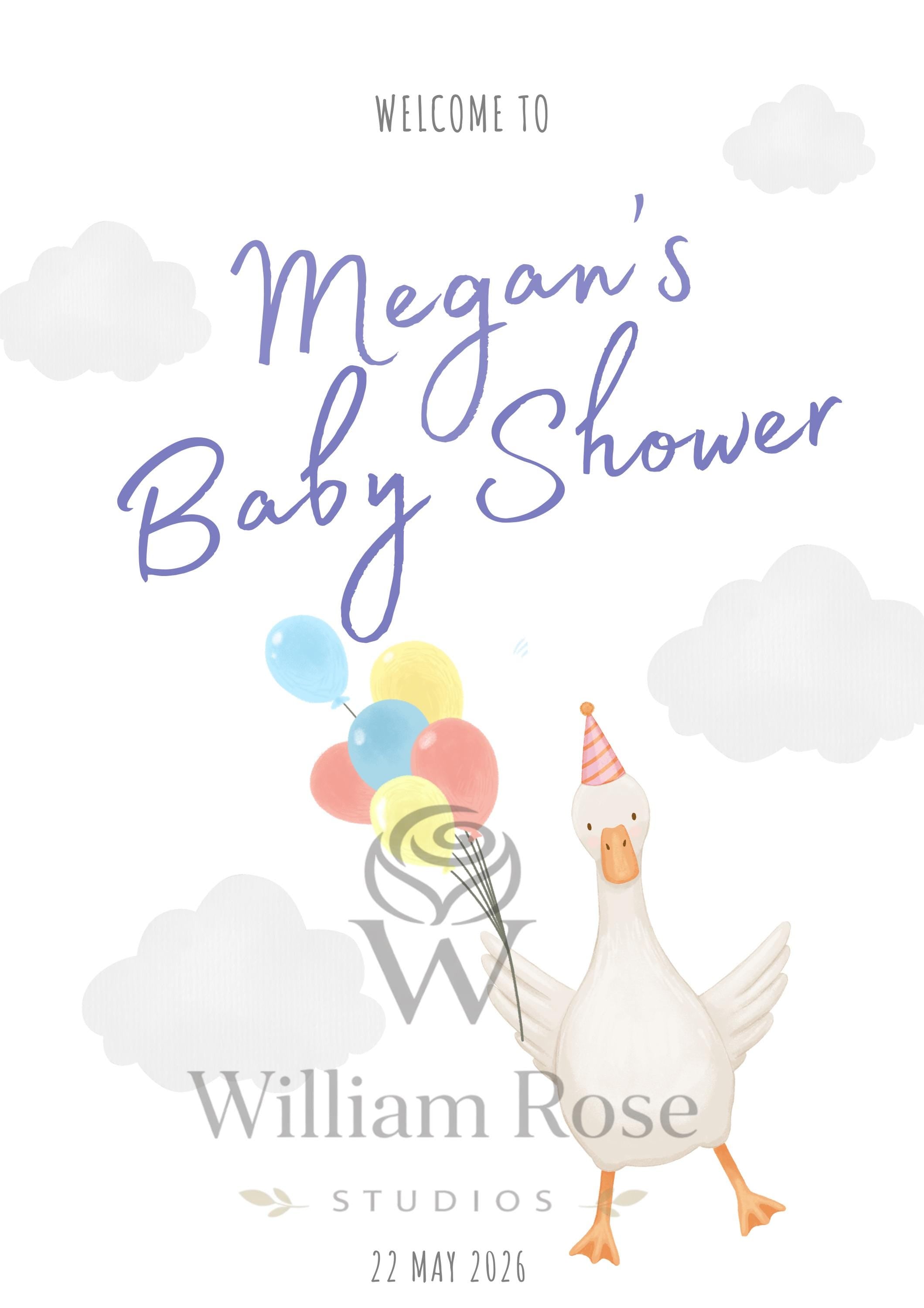 Flying Goose Baby Shower Welcome Sign Editable Template (Digital Download Only)