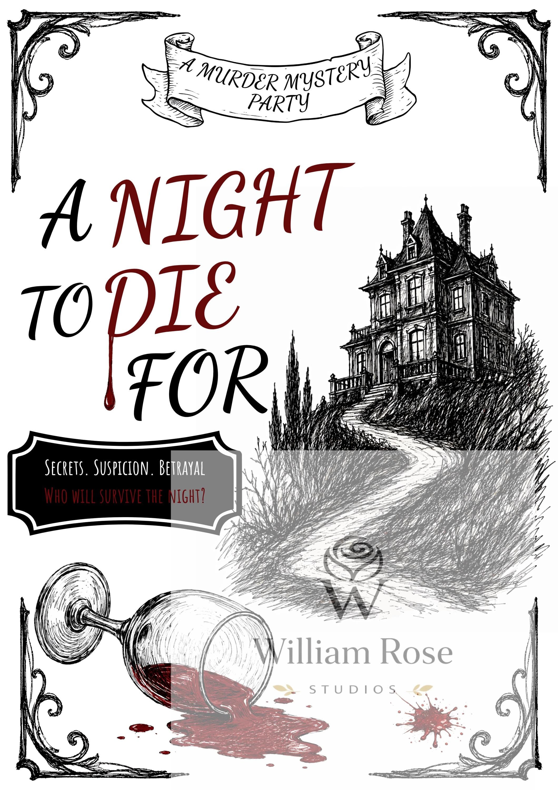 A Night to Die For Murder Mystery Party Poster | Editable Poster (Digital Download Only)