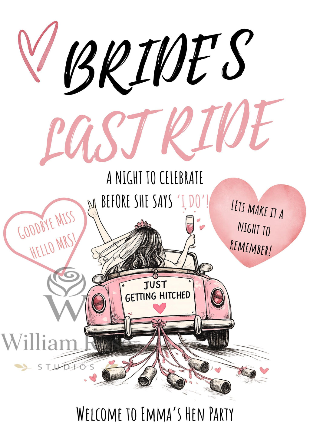 Brides Last Ride Hen Party Welcome Sign Editable Template (Digital Download Only)