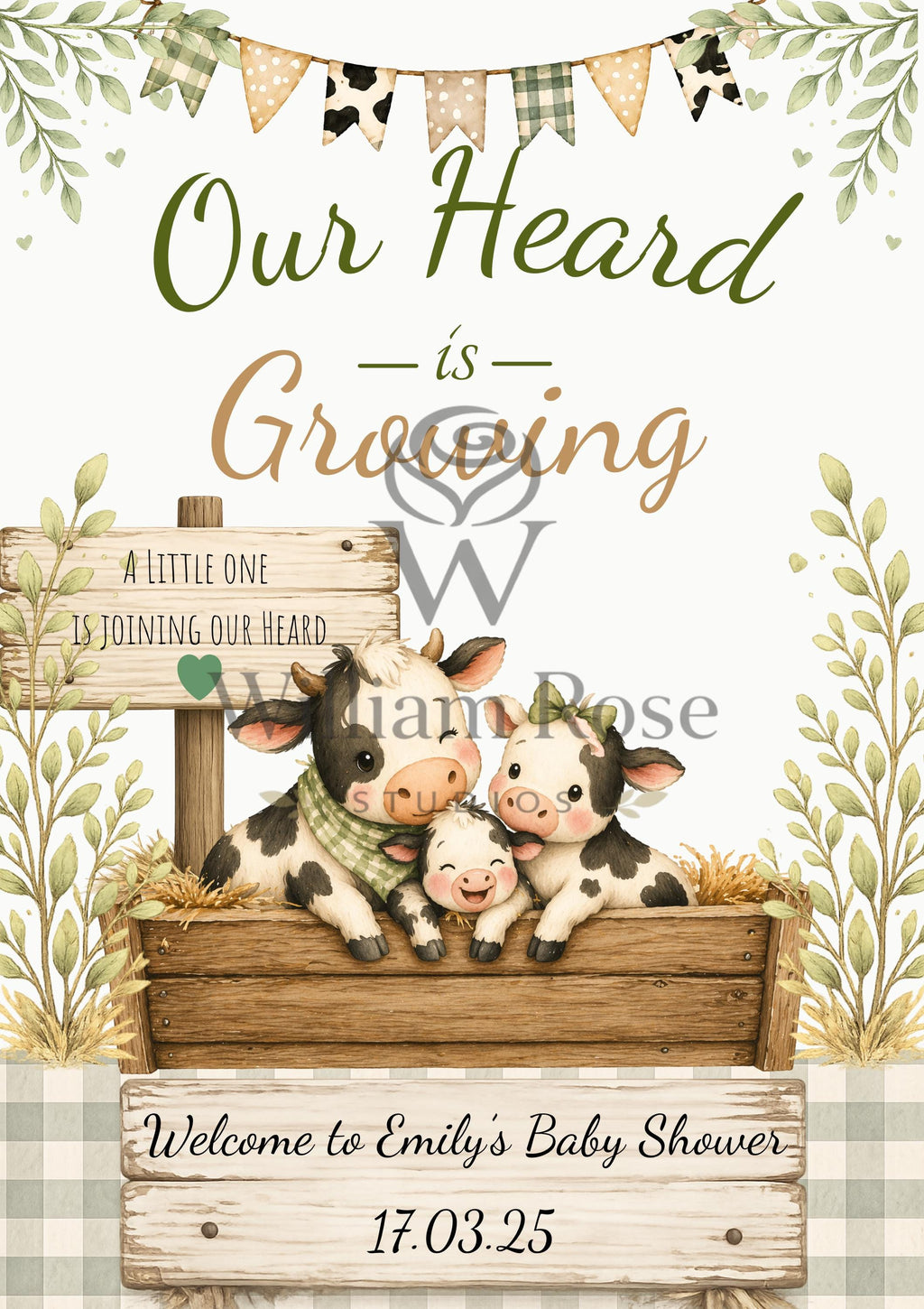 Our Heard is Growing Baby Shower Welcome Sign Editable Template (Digital Download Only)