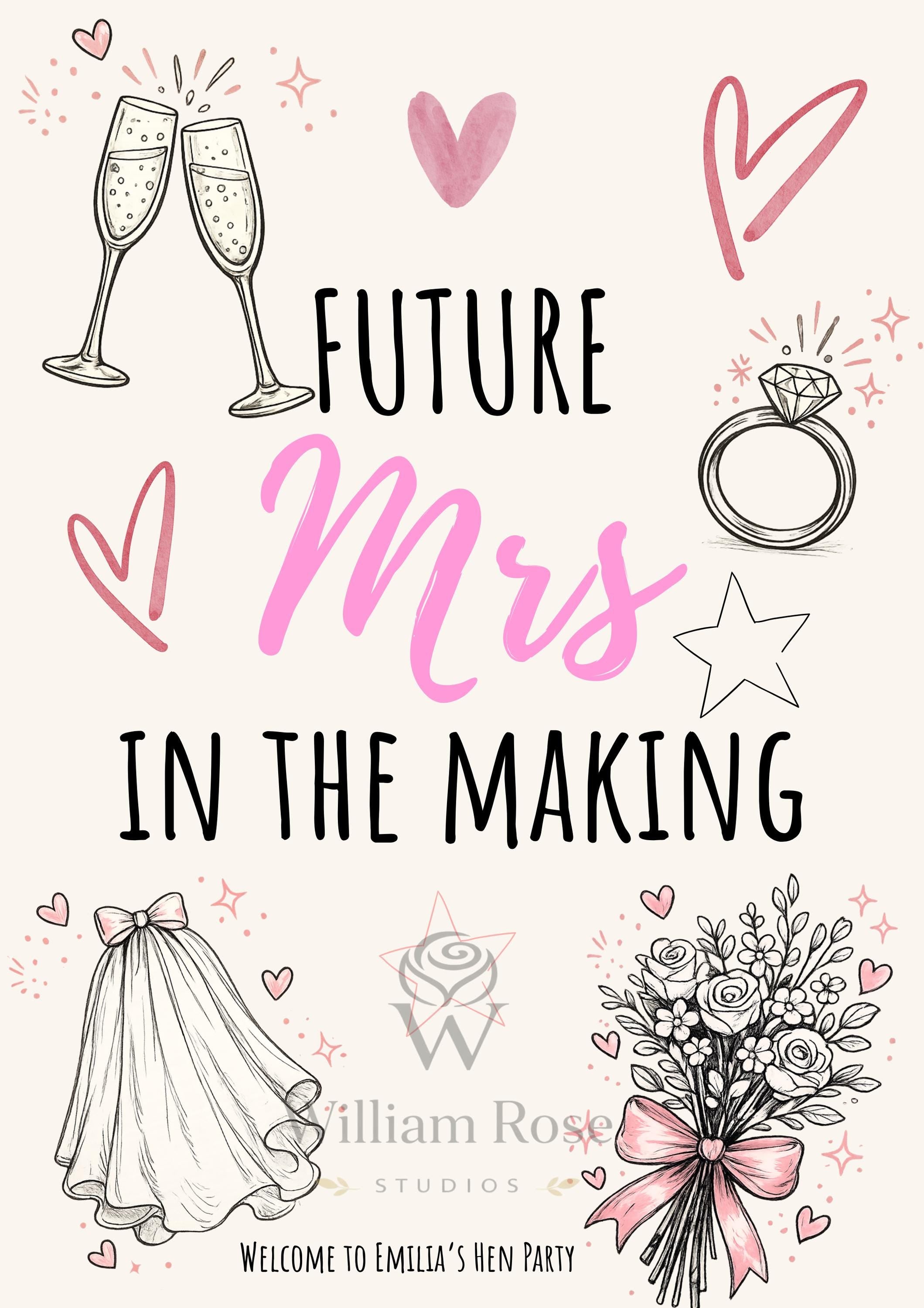 Future Mrs in the Making Hen Party Welcome Sign Editable Template (Digital Download Only)