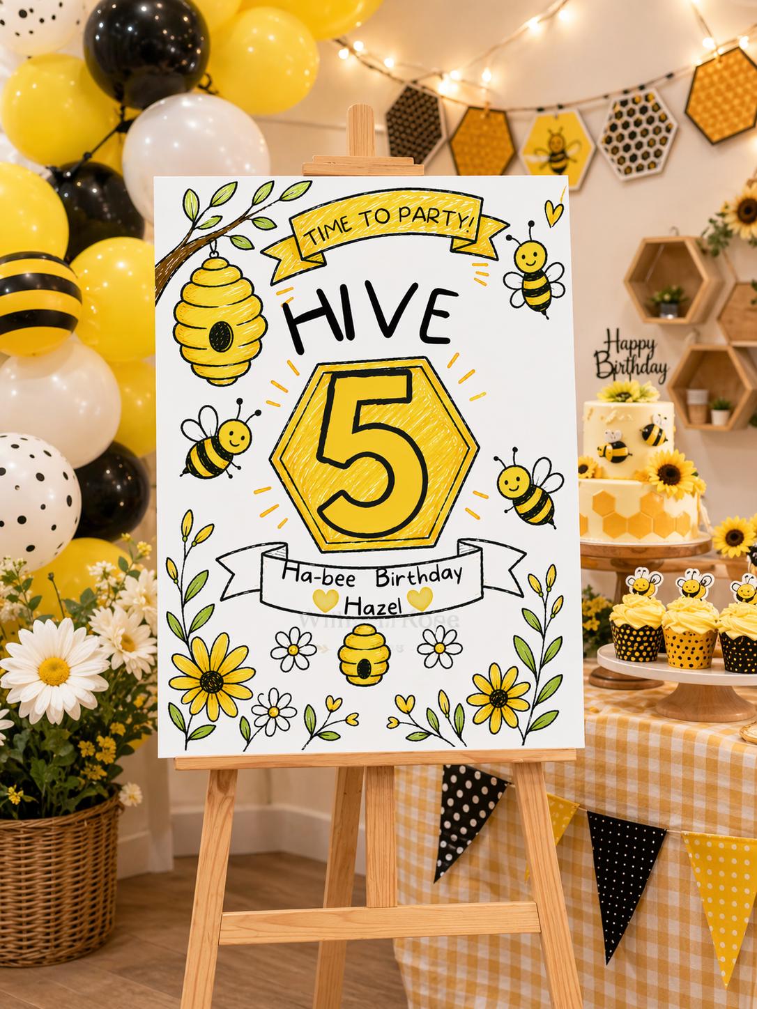 5th Birthday Welcome Sign | Editable template (Digital Download Only)