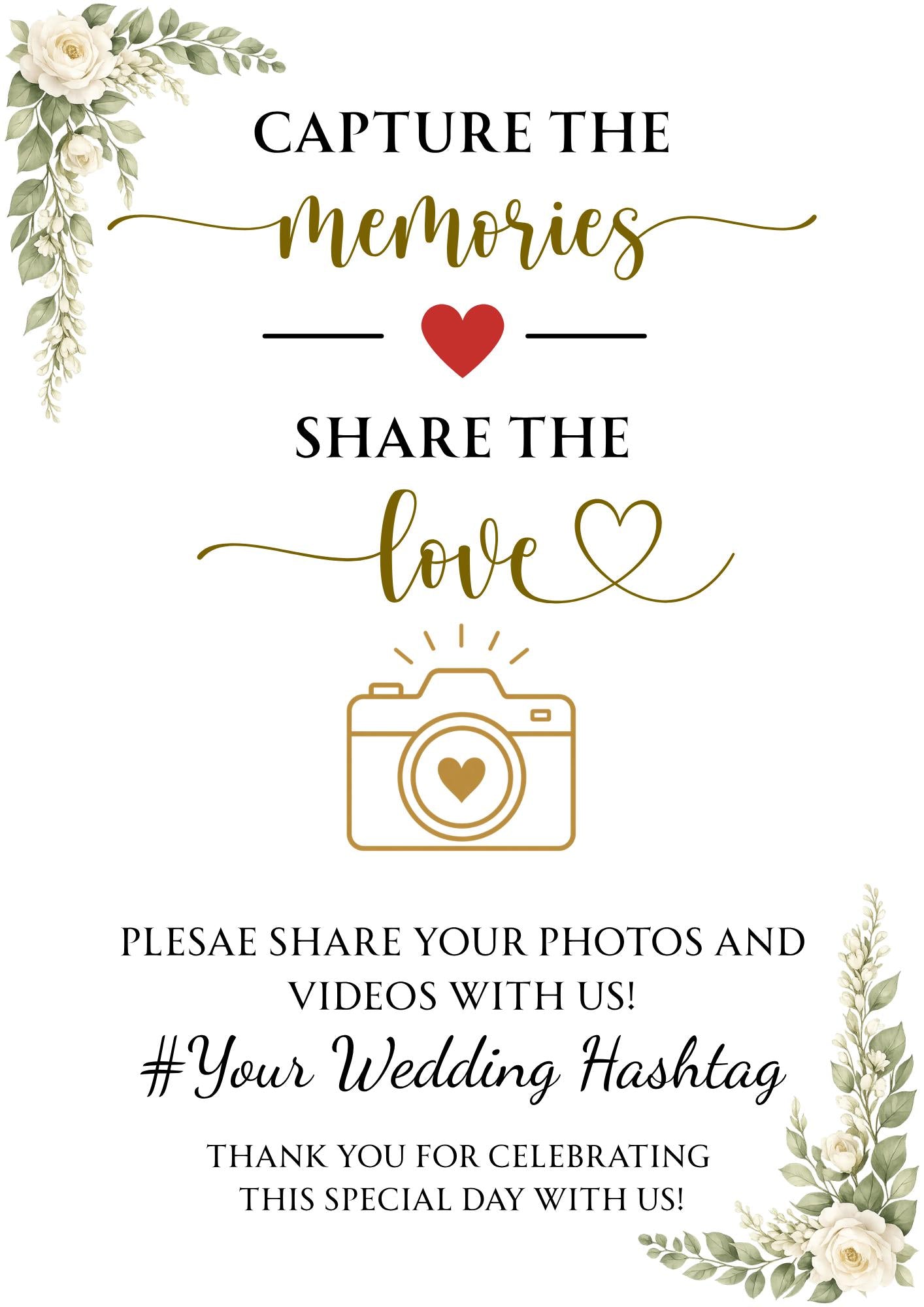 Wedding Photo Sharing Sign | Editable Template | Digital Download Only